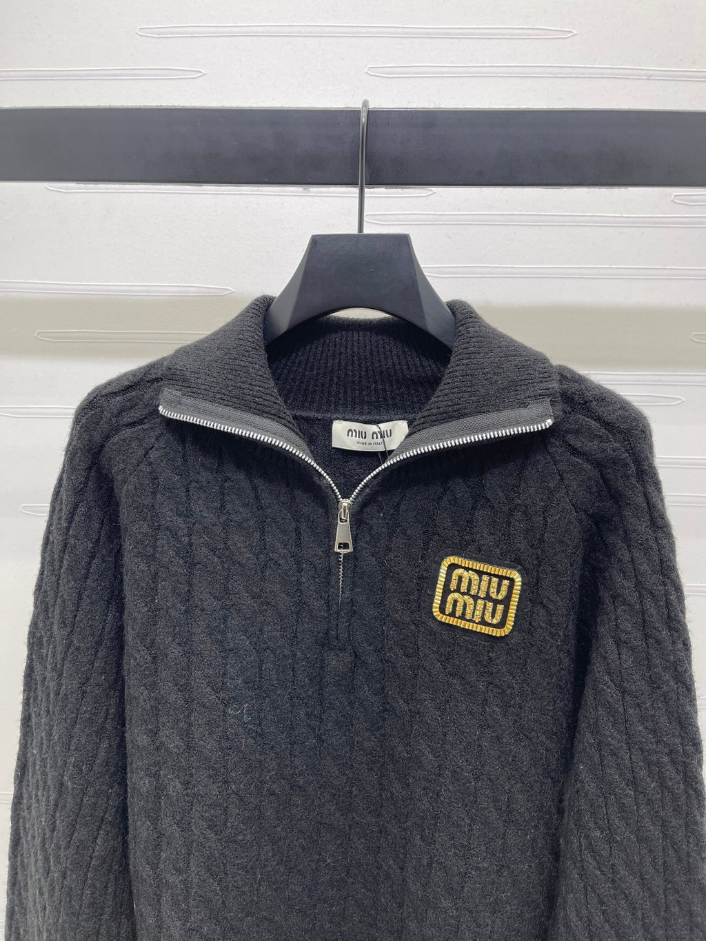 MIUMIU HALF-ZIP KNITTED PULLOVER WITH COLLAR STYLE 486