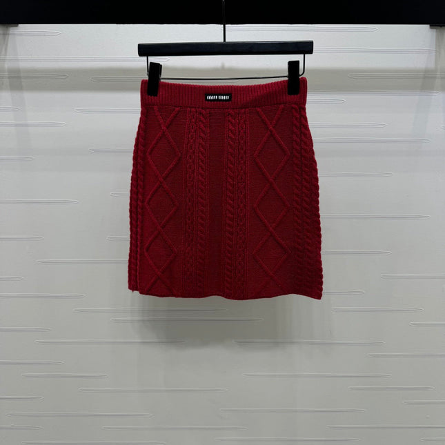 MIUMIU KNIT TOP AND SKIRT SET STYLE 752