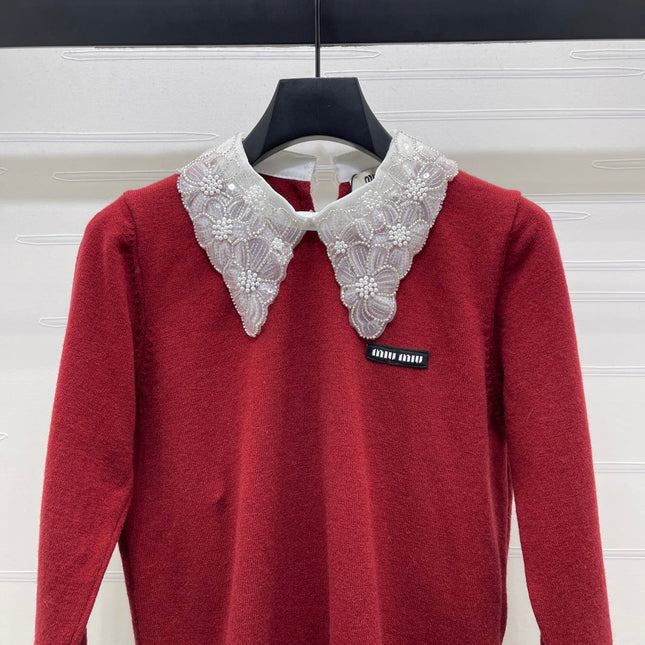 MIUMIU LACE-COLLAR SWEATER STYLE 817