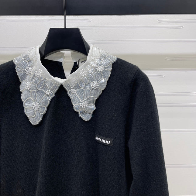 MIUMIU LACE-COLLAR SWEATER STYLE 816