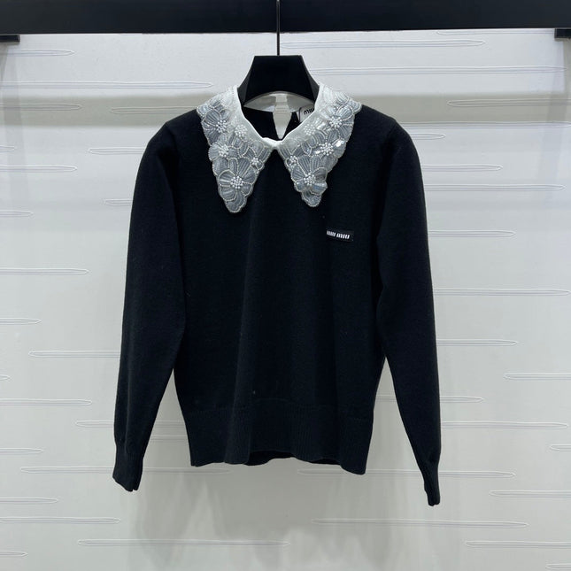 MIUMIU LACE-COLLAR SWEATER STYLE 816