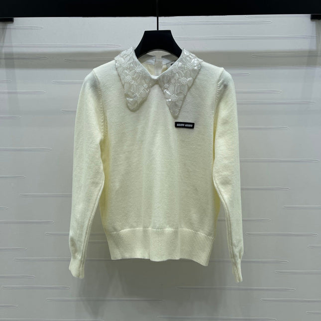 MIUMIU LACE-COLLAR SWEATER STYLE 815