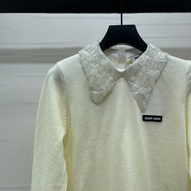 MIUMIU LACE-COLLAR SWEATER STYLE 815