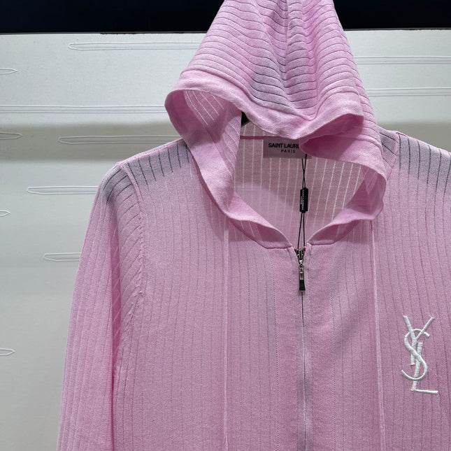 YSL 26S ZIP UP HOODED CARDIGAN 388