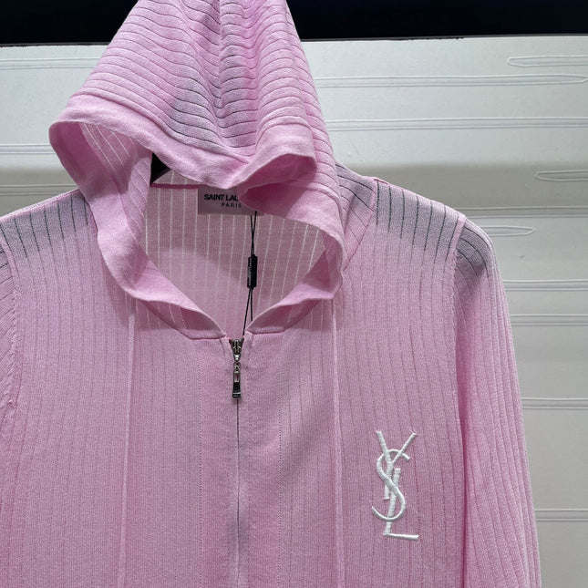 YSL 26S ZIP UP HOODED CARDIGAN 388