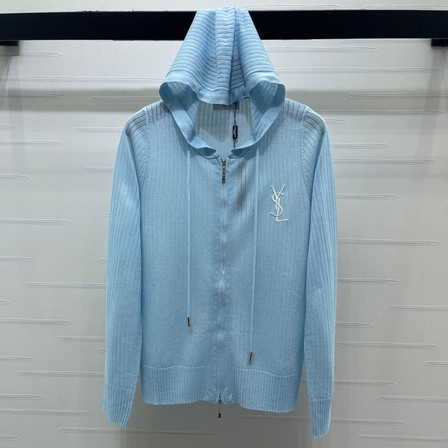 YSL 26S ZIP UP HOODED CARDIGAN 389