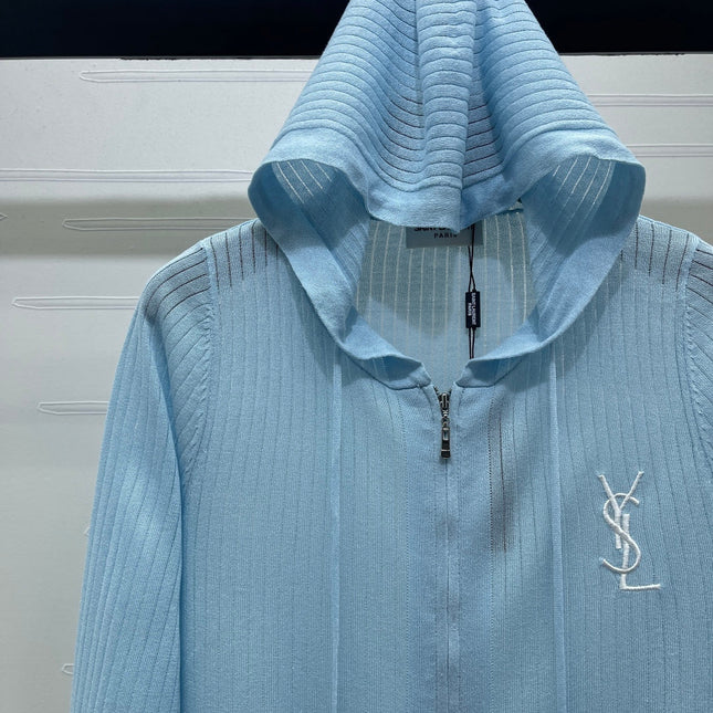 YSL 26S ZIP UP HOODED CARDIGAN 389