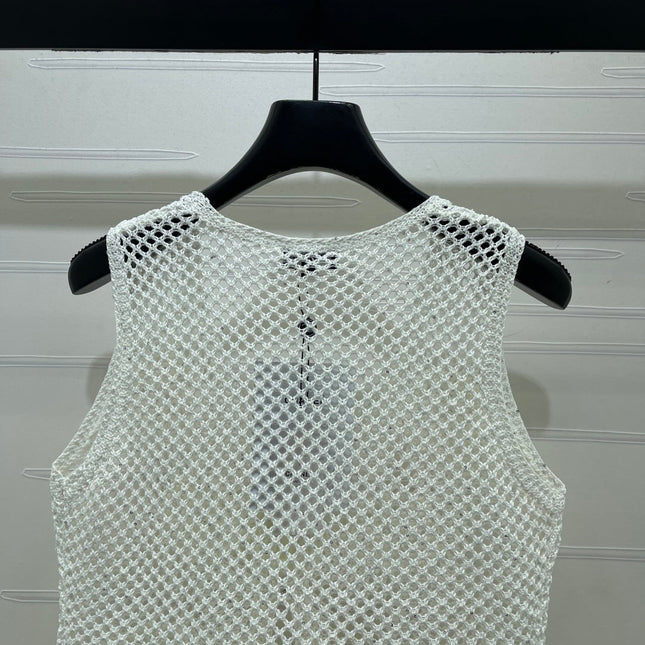CHANEL 26S FLORAL CROCHET KNIT VEST 1347
