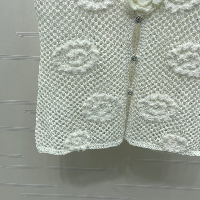 CHANEL 26S FLORAL CROCHET KNIT VEST 1347