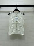 CHANEL 26S FLORAL CROCHET KNIT VEST 1347