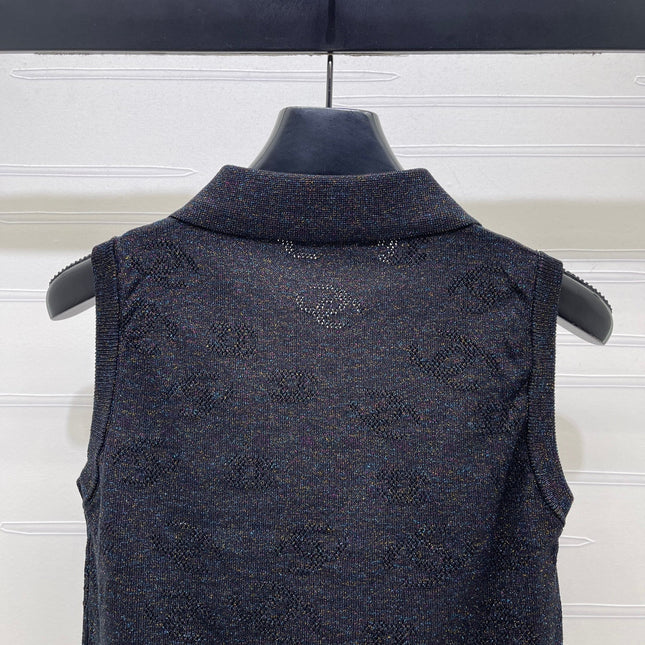 CHANEL 26S SLEEVELESS KNIT POLO TOP 1338