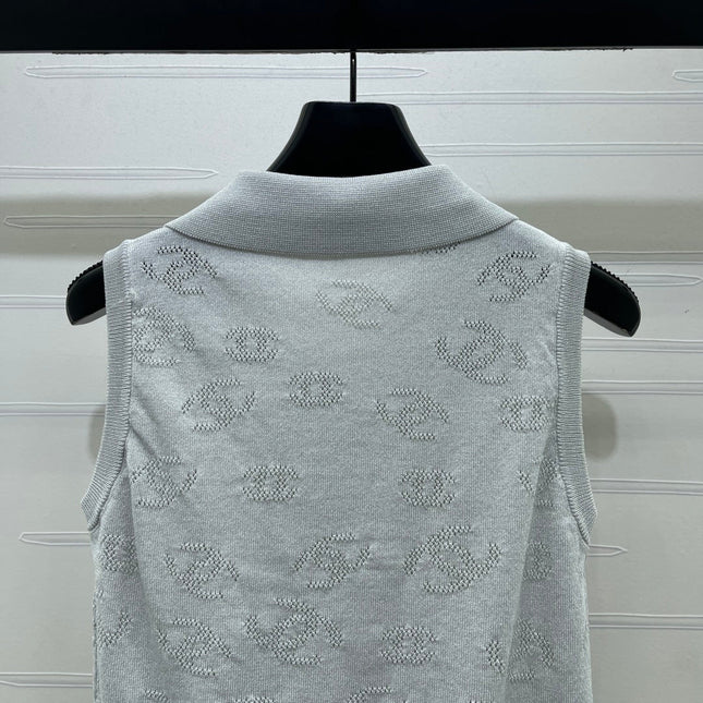 CHANEL 26S SLEEVELESS KNIT POLO TOP 1337