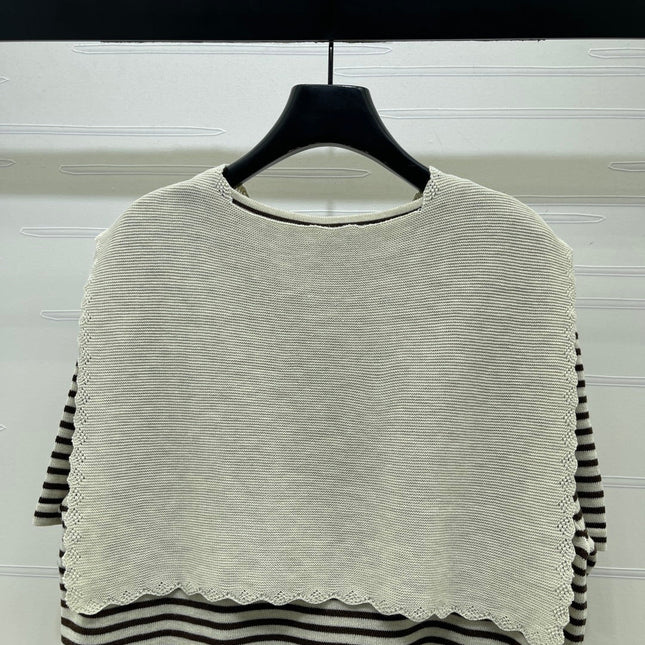 CHANEL 26S STRIPED KNIT TOP WITH SHOULDER TIE 1326