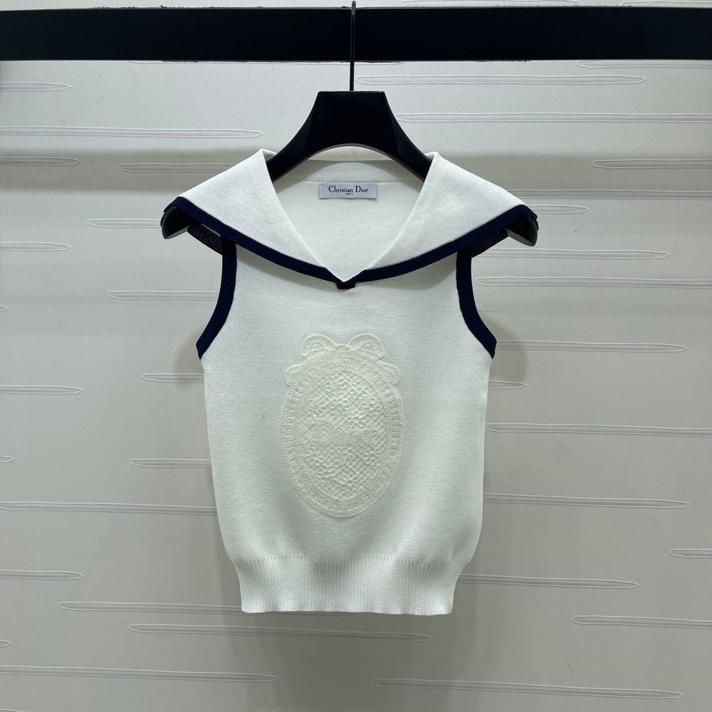 DIOR 26S SAILOR COLLAR KNIT TOP 1323