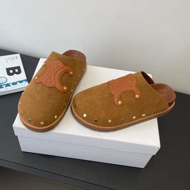 CELINE 26S MULE IN BROWN SUEDE