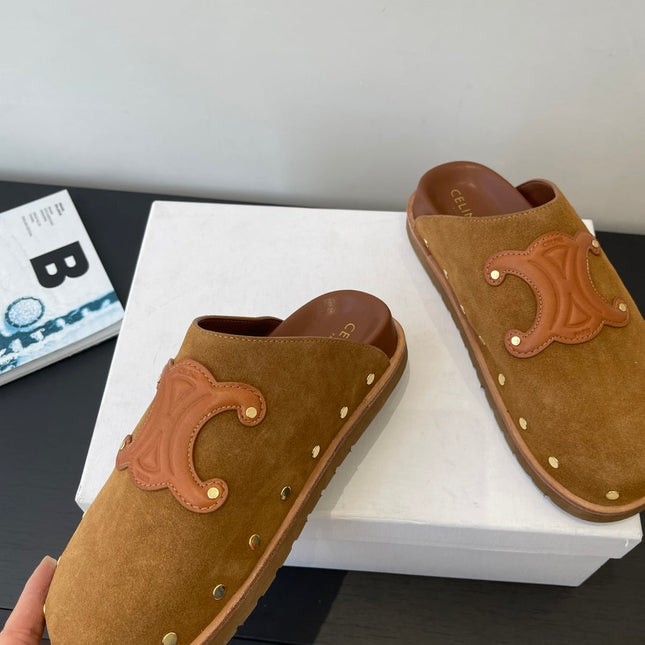 CELINE 26S MULE IN BROWN SUEDE
