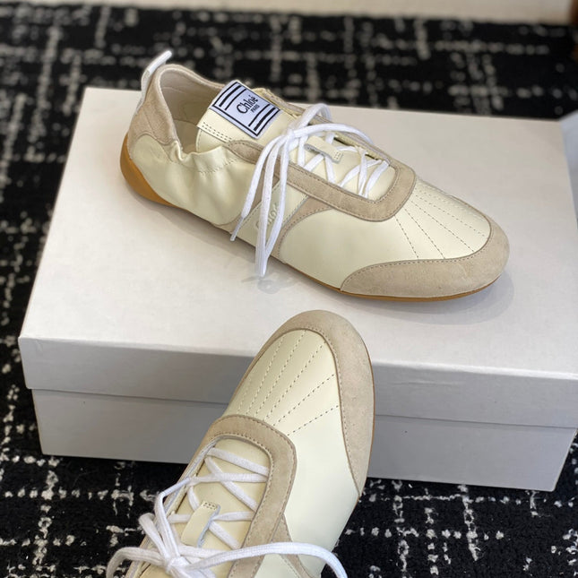 CHLOE 26S SNEAKERS IN BEIGE FABRIC AND LEATHER