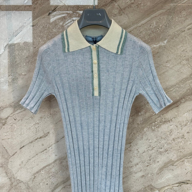 PRADA 26S SHORT-SLEEVED KNIT POLO SHIRT STYLE 873