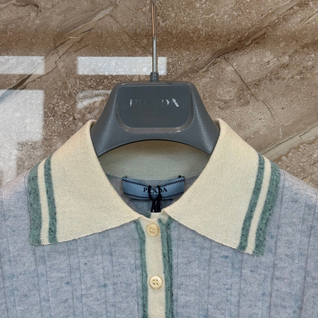 PRADA 26S SHORT-SLEEVED KNIT POLO SHIRT STYLE 873