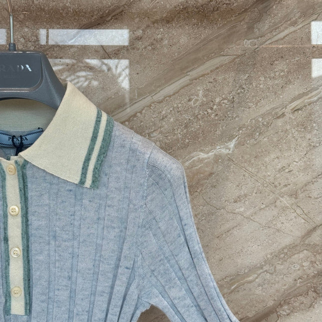 PRADA 26S SHORT-SLEEVED KNIT POLO SHIRT STYLE 873