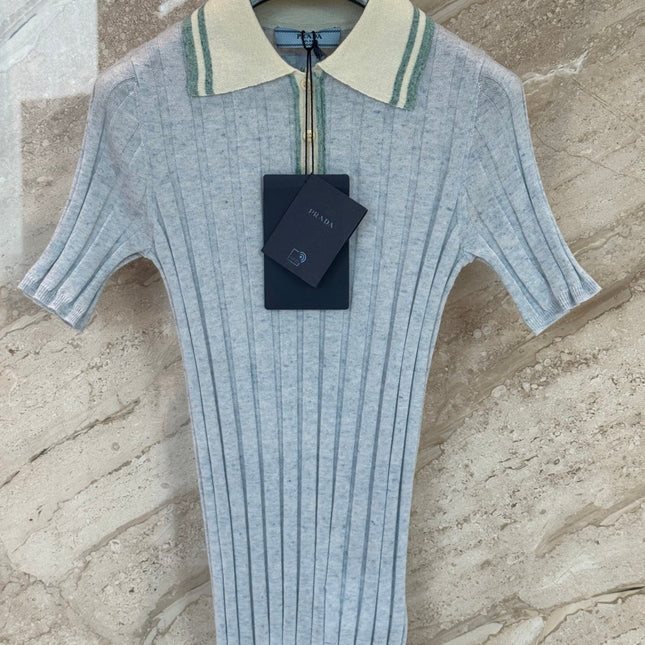 PRADA 26S SHORT-SLEEVED KNIT POLO SHIRT STYLE 873