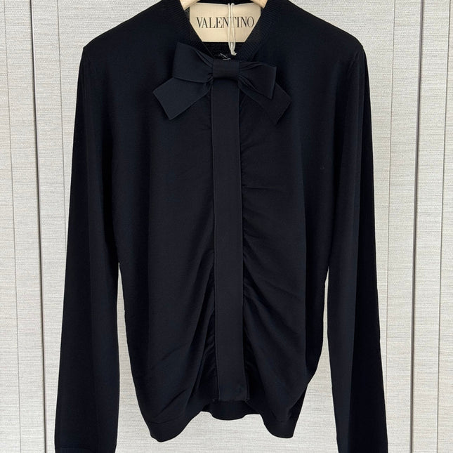 VALENTINO 26S BOW-DETAIL LONG-SLEEVE TOP 370