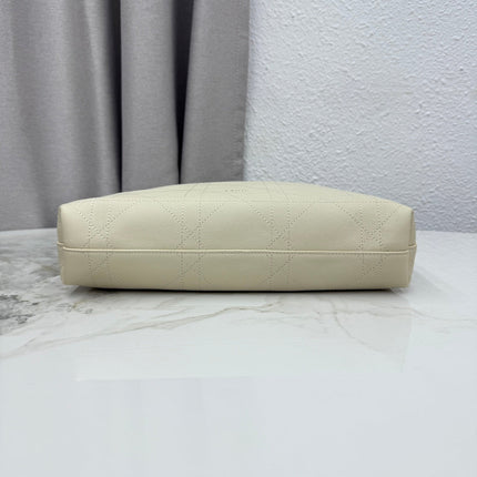 DIOR 26S MEDIUM DIORLY BAG 31 IN CREAM WHITE GRAINED CALFSKIN GOLD HARDWARE