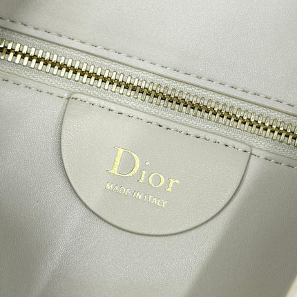 DIOR 26S MEDIUM DIORLY BAG 31 IN CREAM WHITE GRAINED CALFSKIN GOLD HARDWARE