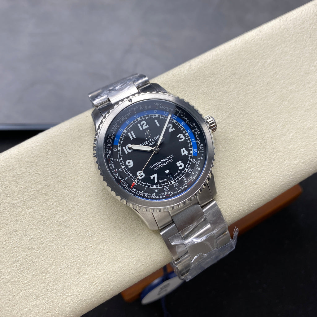 AVIATOR 8 AUTOMATIC ALL STEEL BLACK MIX BLUE DIAL
