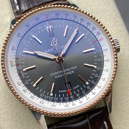 NAVITIMER AUTOMATIC 41 RED GOLD AND STEEL CASE BLACK MIX WHITE DIAL