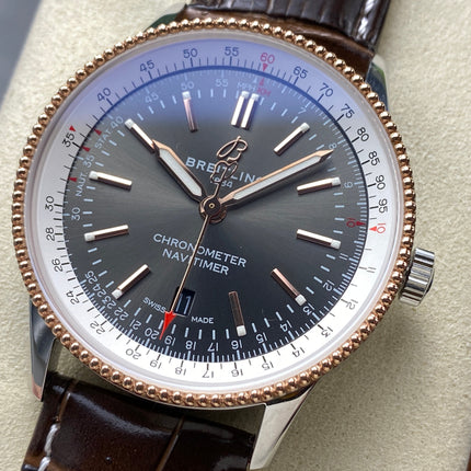 NAVITIMER AUTOMATIC 41 RED GOLD AND STEEL CASE BLACK MIX WHITE DIAL