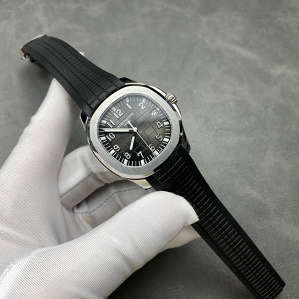AQUANAUT STEEL CASE BLACK RUBBER STRAP