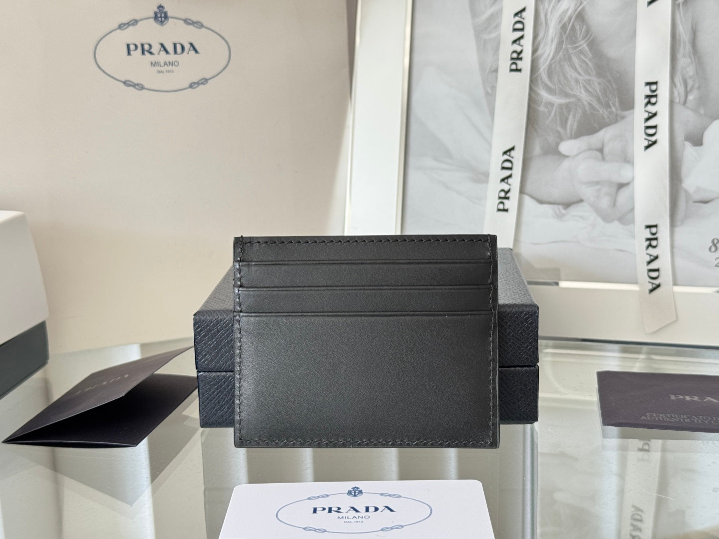 PRADA 26S CARD HOLDER 10 IN BLACK SAFFIANO