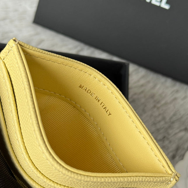 CHANEL 25S CARD HOLDER 11 IN YELLOW CAVIAR GOLD HARDWARE