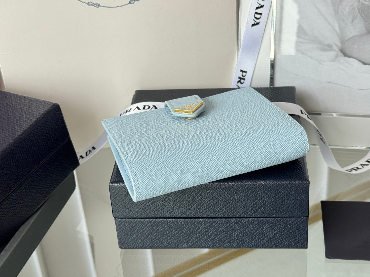 PRADA 26S WALLET 11.2 IN BLUE SALLIANO