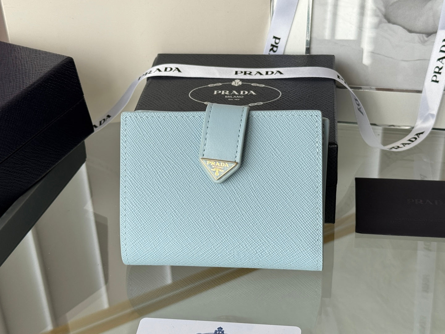 PRADA 26S WALLET 11.2 IN BLUE SALLIANO