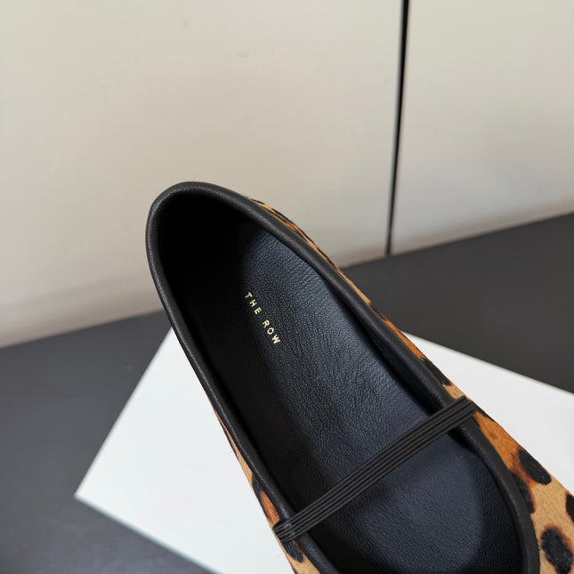 THE ROW 26S BALLET FLATS IN LEOPARD PRINT CALF HAIR CALFSKIN
