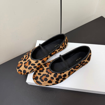 THE ROW 26S BALLET FLATS IN LEOPARD PRINT CALF HAIR CALFSKIN