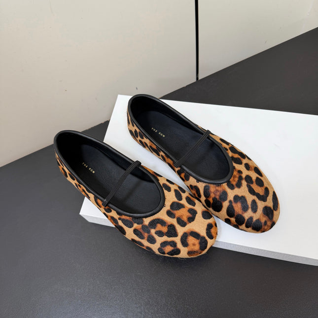 THE ROW 26S BALLET FLATS IN LEOPARD PRINT CALF HAIR CALFSKIN