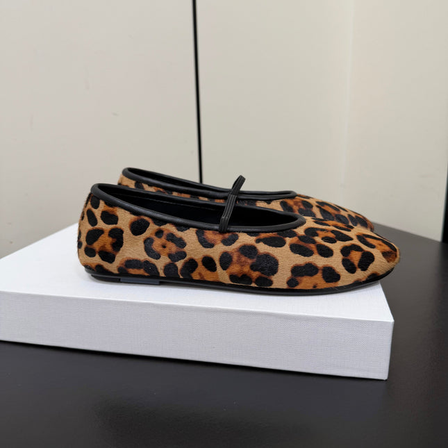 THE ROW 26S BALLET FLATS IN LEOPARD PRINT CALF HAIR CALFSKIN