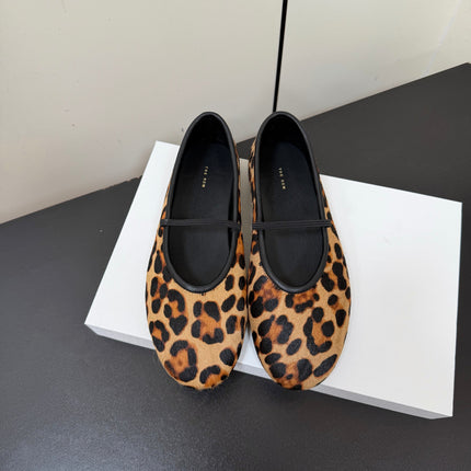 THE ROW 26S BALLET FLATS IN LEOPARD PRINT CALF HAIR CALFSKIN