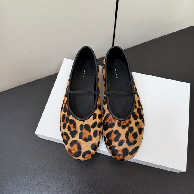 THE ROW 26S BALLET FLATS IN LEOPARD PRINT CALF HAIR CALFSKIN