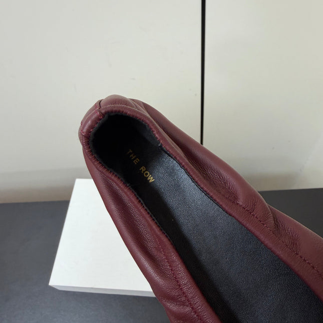 THE ROW 26S POINTED TOE BALLET FLATS IN WINE RED LAMBSKIN