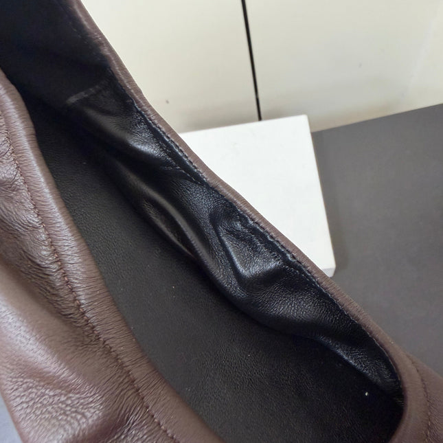 THE ROW 26S POINTED TOE BALLET FLATS IN CHOCOLATE BROWN LAMBSKIN