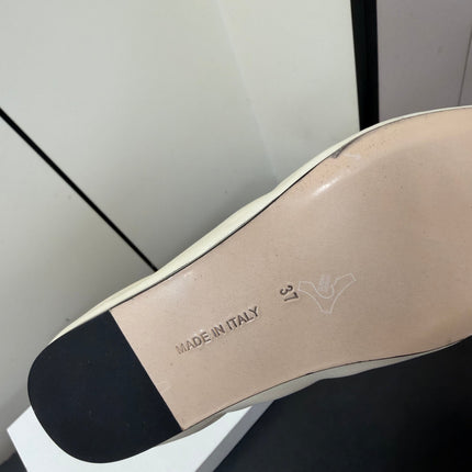 THE ROW 26S POINTED TOE BALLET FLATS IN IVORY WHITE LAMBSKIN