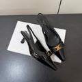 CELINE 26S TRIOMPHE SLINGBACK PUMPS IN BLACK PATENT CALFSKIN GOLD HARDWARE