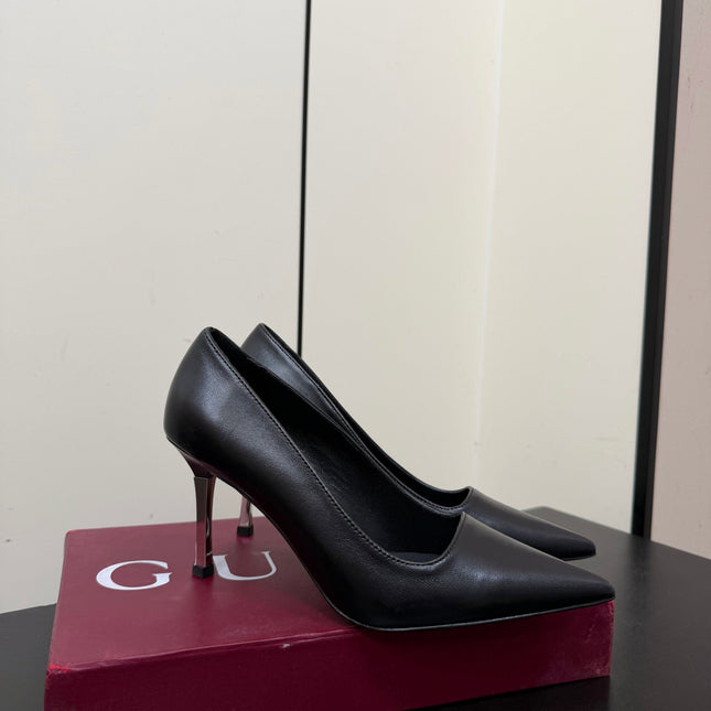 GUCCI 26S POINTED TOE PUMPS 85MM IN BLACK CALFSKIN
