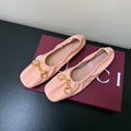 GUCCI 26S BALLET FLATS IN LIGHT PINK SHINY CALFSKIN GOLD HARDWARE
