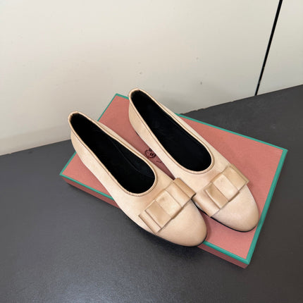 LP 26S BOW BALLET FLATS IN NUDE SATIN