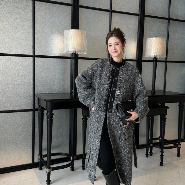 CHANEL 25S LONG TWEED COAT 422